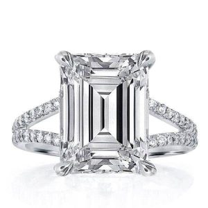 Classic rings - Italo Emerald Split Shank Created White Sapphire Engagement Ring, Apparel & Accessories, Italo jewelry - Online Catalog