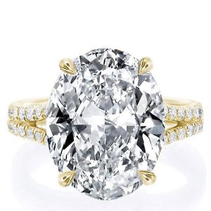 classic engagement rings - Golden Oval Split Shank Engagement Ring, Italo jewelry - Online Catalog