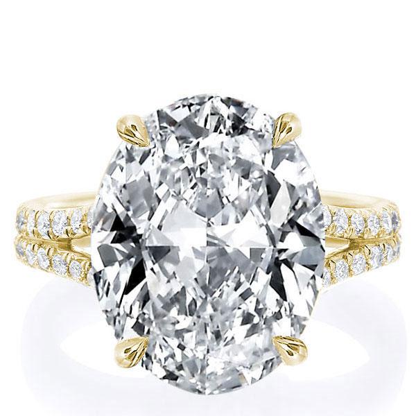 classic engagement rings - Golden Oval Split Shank Engagement Ring, Italo jewelry - Online Catalog
