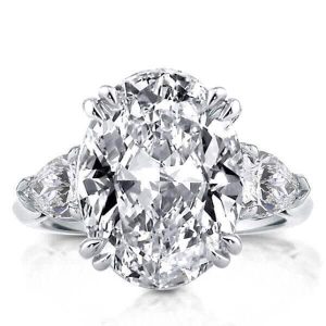 Classic rings - Italo Three Stone Oval Created White Sapphire Engagement Ring, Apparel & Accessories, Italo jewelry - Online Catalog