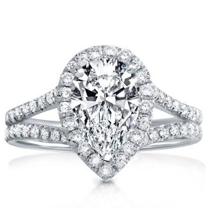 Classic rings - Split Shank Halo Pear Engagement Ring, Apparel & Accessories, Italo jewelry - Online Catalog
