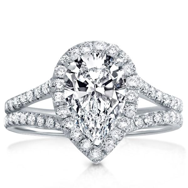 Classic rings - Split Shank Halo Pear Engagement Ring, Apparel & Accessories, Italo jewelry - Online Catalog