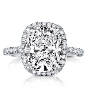classic engagement rings - Italo Halo Cushion Created White Sapphire Engagement Ring, Italo jewelry - Online Catalog
