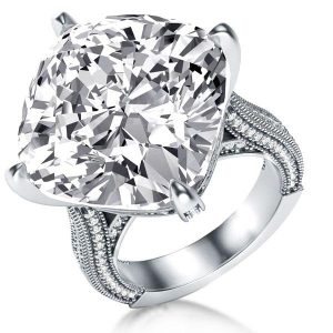 Unique engagement Rings - Italo Cushion Created White Sapphire Engagement Ring, Italo jewelry - Online Catalog