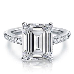 classic engagement rings - Italo Emerald Cut Engagement Ring Silver Ring Affordable, Italo jewelry - Online Catalog