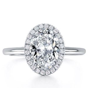 classic engagement rings - Italo Halo Oval Created White Sapphire Engagement Ring, Italo jewelry - Online Catalog