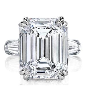 Classic rings - Italo Three Stone Emerald Created White Sapphire Engagement Ring, Apparel & Accessories, Italo jewelry - Online Catalog