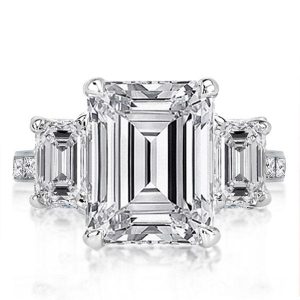 unique engagement rings - Emerald Three Stone Engagement Ring, Italo jewelry - Online Catalog