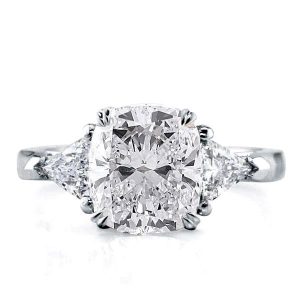 classic engagement rings - Italo Three Stone Cushion Created White Sapphire Engagement Ring, Italo jewelry - Online Catalog