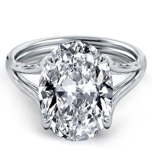 classic engagement rings - Italo Oval Split Shank Created White Sapphire Engagement Ring, Italo jewelry - Online Catalog