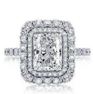 unique engagement rings - Double Halo Radiant Engagement Ring, Italo jewelry - Online Catalog