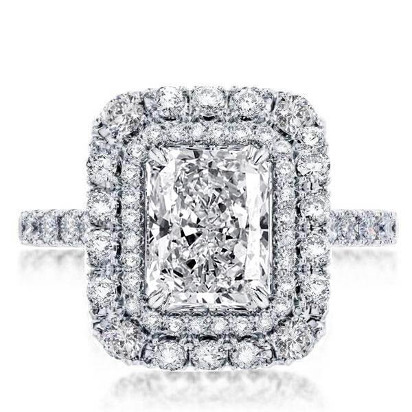 unique engagement rings - Double Halo Radiant Engagement Ring, Italo jewelry - Online Catalog