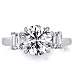 classic engagement rings - Three Stone Created White Sapphire Engagement Ring, Italo jewelry - Online Catalog