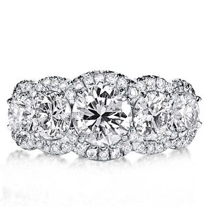 halo engagement rings - Five Stone Halo Round Engagement Ring(5.35 CT. TW.), Italo jewelry - Online Catalog