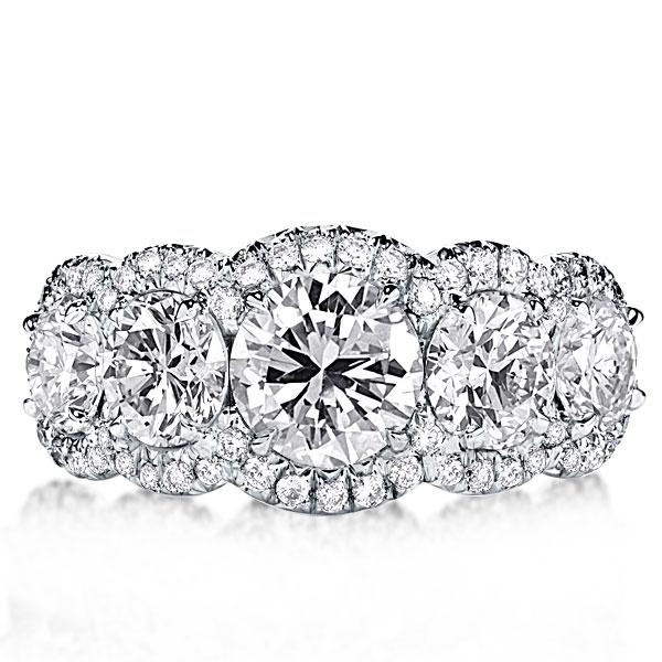 halo engagement rings - Five Stone Halo Round Engagement Ring(5.35 CT. TW.), Italo jewelry - Online Catalog