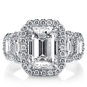 halo engagement rings - Five Stone Halo Emerald Engagement Ring, Italo jewelry - Online Catalog