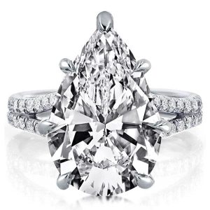 classic engagement rings - Split Pear Created White Sapphire Engagement Ring, Italo jewelry - Online Catalog