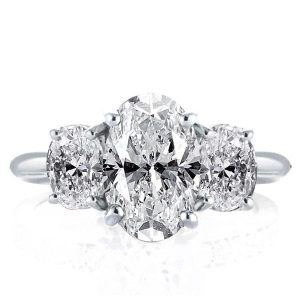 three stone engagement rings - Three Stone Oval Created White Sapphire Engagement Ring, Italo jewelry - Online Catalog