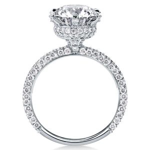 unique engagement rings - Six-prong Hidden Halo Created White Sapphire Engagement Ring, Italo jewelry - Online Catalog