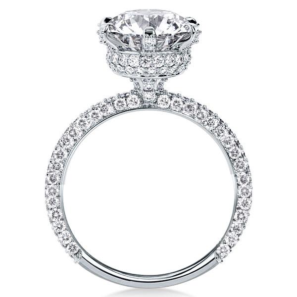 Unique rings - Six-prong Hidden Halo Created White Sapphire Engagement Ring, Italo jewelry - Online Catalog