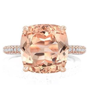 unique engagement rings - Rose Gold Double Hidden Halo Cushion Champagne Engagement Ring, Italo jewelry - Online Catalog