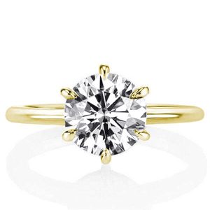 classic engagement rings - Golden Hidden Halo Six-prong Round Engagement Ring(3.25 CT. TW.), Italo jewelry - Online Catalog