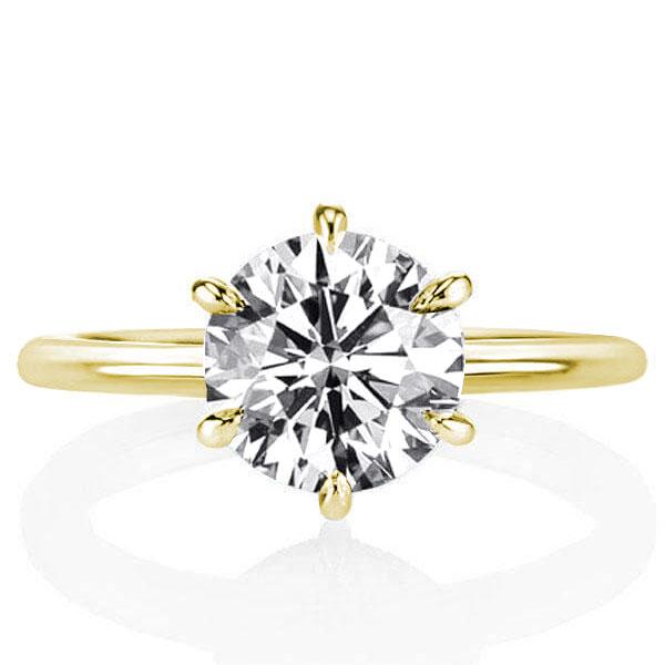 classic engagement rings - Golden Hidden Halo Six-prong Round Engagement Ring(3.25 CT. TW.), Italo jewelry - Online Catalog
