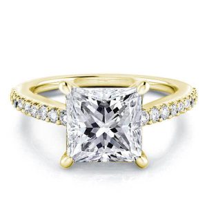classic engagement rings - Golden Classic Princess Engagement Ring(4.15 CT. TW.), Italo jewelry - Online Catalog