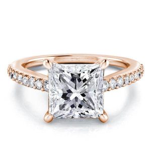Classic engagement Rings - Rose Gold Classic Princess Engagement Ring(4.15 CT. TW.), Italo jewelry - Online Catalog