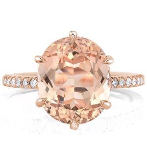 unique engagement rings - Six Prong Rose Gold Oval Champagne Engagement Ring(3.65 CT.TW), Italo jewelry - Online Catalog