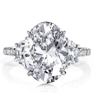 three stone engagement rings - Oval Three Stone Engagement Ring(7.65 CT. TW.), Italo jewelry - Online Catalog