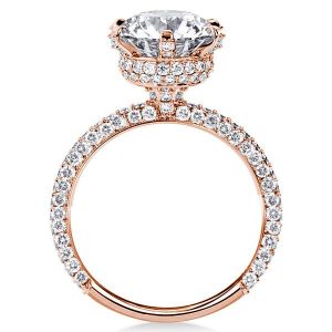 Unique rings - Rose Gold Six-prong Hidden Halo Engagement Ring, Italo jewelry - Online Catalog