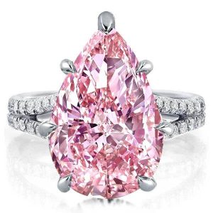 classic engagement rings - Split Pear Created Pink Sapphire Engagement Ring, Italo jewelry - Online Catalog