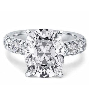 Classic engagement Rings - Cushion Created White Sapphire Engagement Ring(4.65 CT. TW.), Italo jewelry - Online Catalog
