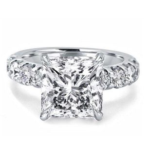 classic engagement rings - Princess Created White Sapphire Engagement Ring(4.65 CT. TW.), Italo jewelry - Online Catalog