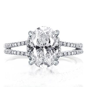 classic engagement rings - Split Shank Oval Engagement Ring(4.15 CT. TW.), Italo jewelry - Online Catalog