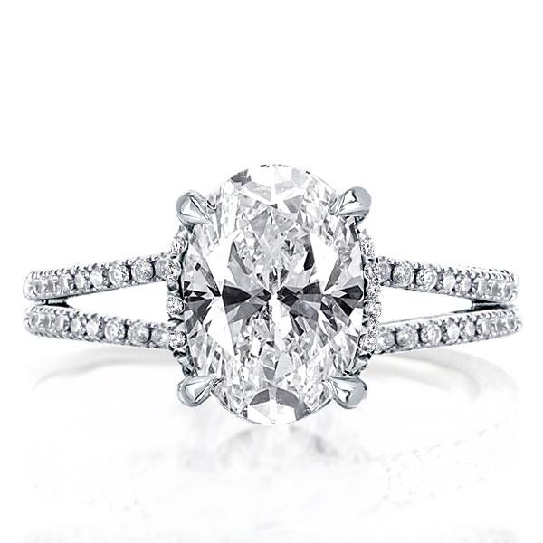 classic engagement rings - Split Shank Oval Engagement Ring(4.15 CT. TW.), Italo jewelry - Online Catalog
