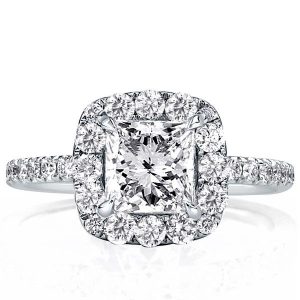 classic engagement rings - Halo Princess Engagement Ring(2.35 CT. TW.), Italo jewelry - Online Catalog