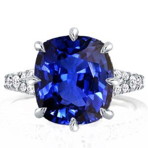 classic engagement rings - Italo Blue Sapphire Ring Split Shank Cushion Cut Engagement Ring, Italo jewelry - Online Catalog