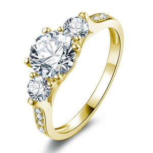 Classic rings - Classic Golden Three Stone Engagement Ring, Apparel & Accessories, Italo jewelry - Online Catalog