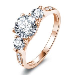 classic engagement rings - Italo Rose Gold Engagemet Ring Three Stone Engagement Ring, Italo jewelry - Online Catalog