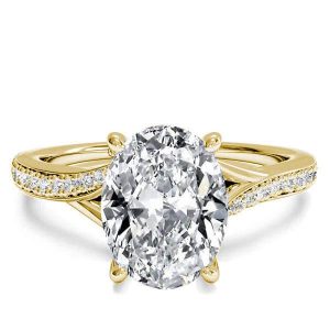 classic engagement rings - Golden Bypass Oval Created White Sapphire Engagement Ring, Italo jewelry - Online Catalog