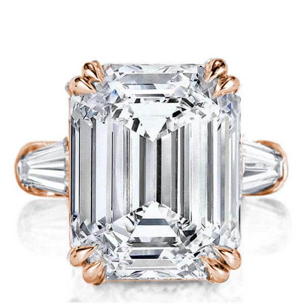 classic engagement rings - Rose Gold Three Stone Emerald Engagement Ring, Italo jewelry - Online Catalog