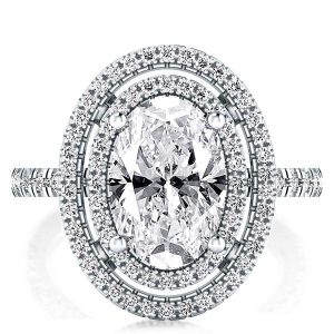 unique engagement rings - Double Halo Oval Engagement Ring (4.35 CT. TW.), Italo jewelry - Online Catalog