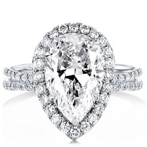 Halo Engagement Rings - Halo Pear Cut Split Shank Engagement Ring, Italo jewelry - Online Catalog