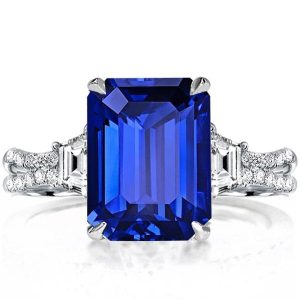 three stone engagement rings - Italo Created Blue Sapphire Ring Three Stone Engagement Ring, Italo jewelry - Online Catalog