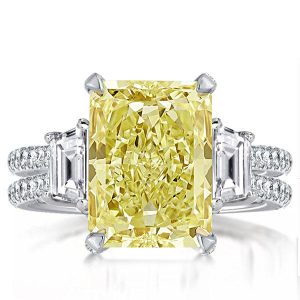 unique engagement rings - Split Shank Radiant Cut Yellow Topaz Engagement Ring, Italo jewelry - Online Catalog