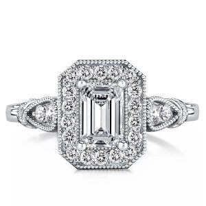 halo engagement rings - Milgrain Cathedral Halo Engagement Ring, Italo jewelry - Online Catalog
