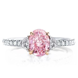 three stone engagement rings - Three Stone Oval Cut Pink Engagement Ring For Women, Italo jewelry - Online Catalog
