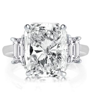 three stone engagement rings - Italo Created White Sapphire Engagement Ring Radiant Cut Three Stone Cocktail Ring, Italo jewelry - Online Catalog